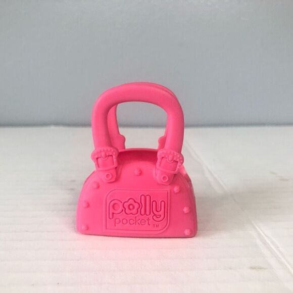 polly pocket pink purse tote bag plastic tote carrier doll accessories 2 inch - Picture 1 of 5